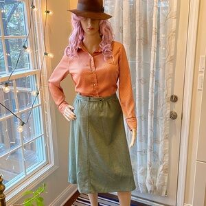 Vintage 60’s Rhodes California Mod Sage Green A-Line Skirt - M